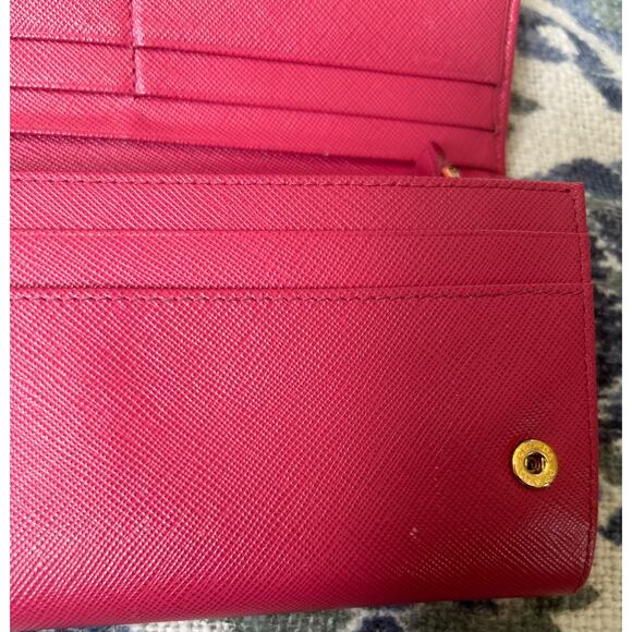 Authentic Prada Ribbon Continental Saffiano Leather Wallet in Pink w/COA - Picture 15 of 16